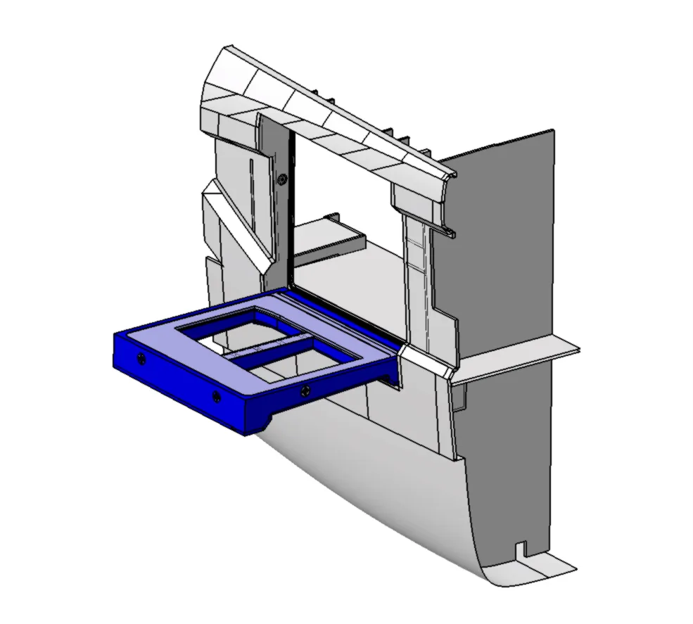Açık konumda açılır yat balkonunun CAD modeli